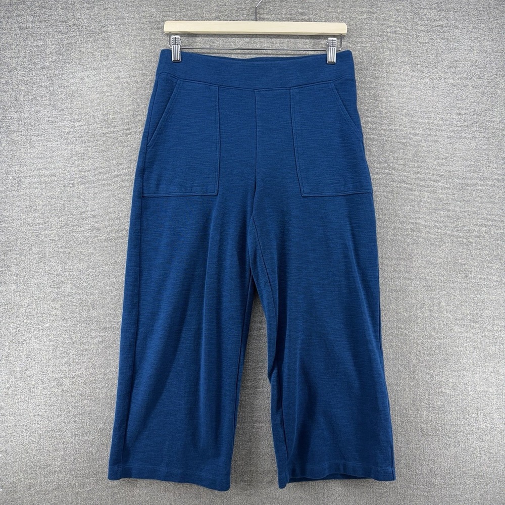 Chicos Wide Leg Crops Women Size 0/Small Blue Casual Comfy Elastic Waist